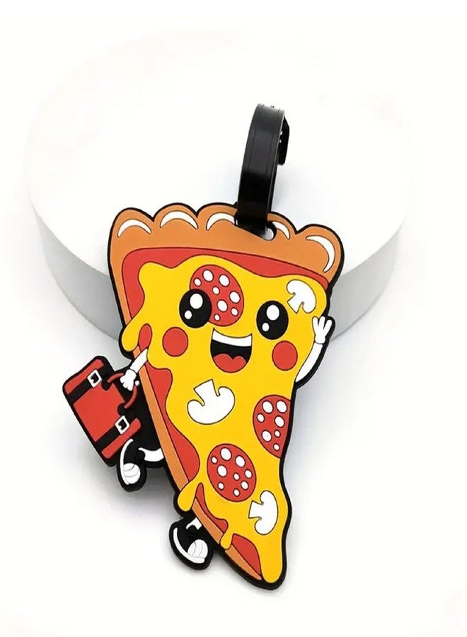 QFSH Cartoon Pizza Silicone Luggage Tag Funny Food Travel Suitcase Baggage Tag Identification Labels ID Tag for Cruise Airport - Image 1